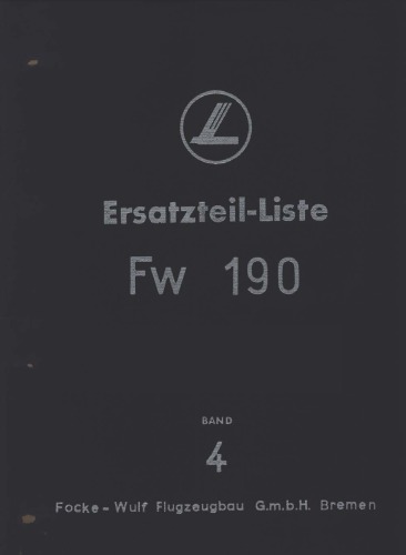 Technical Manual - Armaments - FW-190 fighter (Ersatzteil-liste) 