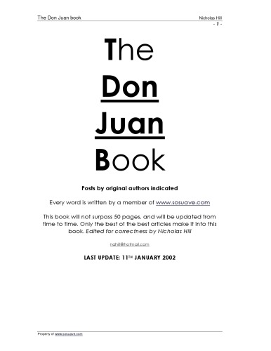 The Don Juan Book Condensed Storys From A Forum