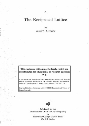The Recipriocal Lattice (crystallography)
