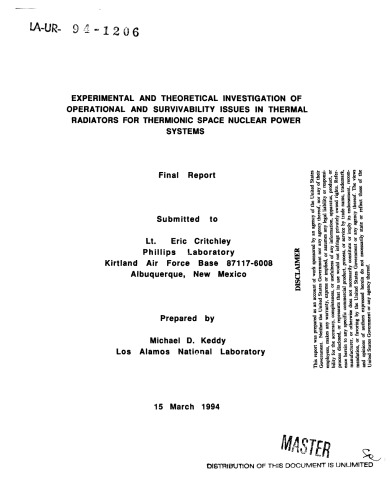 Thermal Radiators for Thermionic Space Nuclear Power Systems