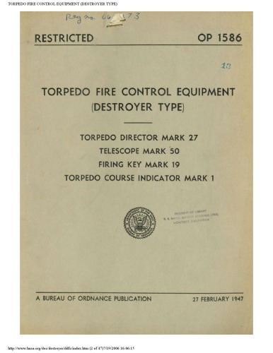 Torpedo Fire Control Equipment (Destroyer Type) [website capture]