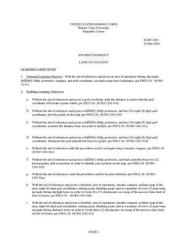 USMC - Land Navigation (Sergeants Course)  SCRS 1201