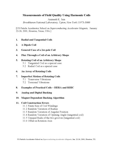 USPAS - Superconducting Magnet Theory and Measurements