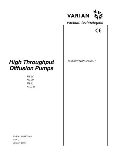 VARIAN HS-16,20,32 and NHS-35 High-Throughput Diffusion Pumps
