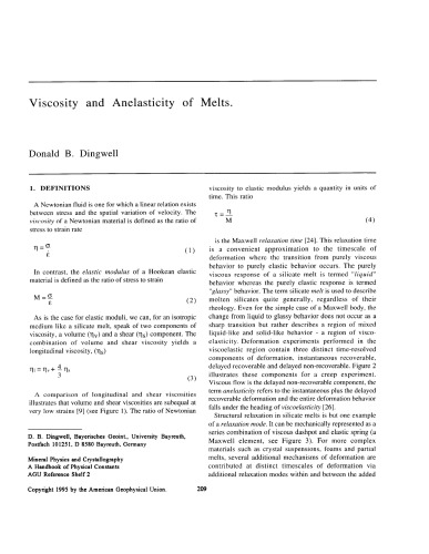 Viscosity and Anelaticity of Melts (geophysics) [short article]