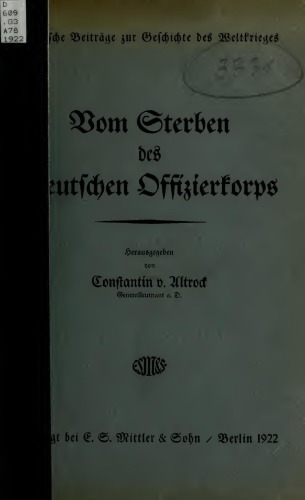 Vom Sterben des Deutschen Offizierkorps