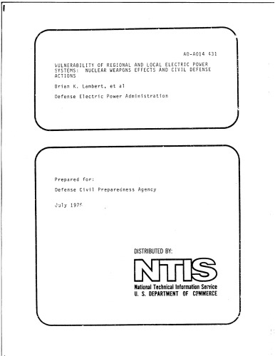 Vulnerability of Electrical Power Systems to Nuclear Weapon Effects - DEPA