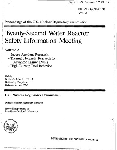 Water Reactor Safety Info Meeting Vol 2 [22nd, transactions]