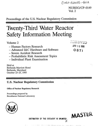 Water Reactor Safety Info Meeting Vol 2 [23rd, transactions]