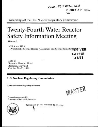 Water Reactor Safety Info Meeting Vol 3 [24th, Transactions]