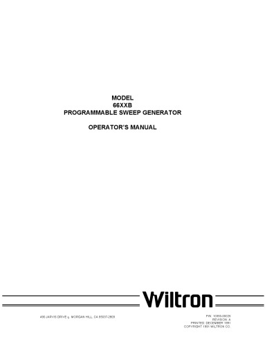 Wiltron 66XXB Programmable Sweep Generator