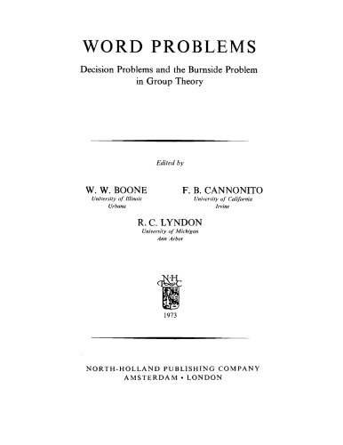 Word Problems - Decision Probs, Burnside Prob in Grp Theory