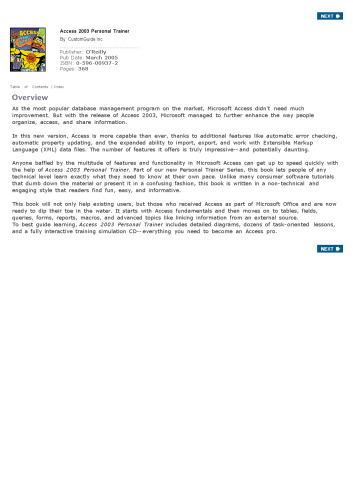 Access 2003 : personal trainer