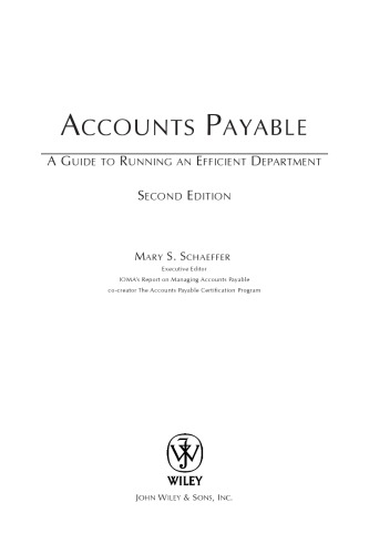 Accounts payable : a guide to running an efficient department