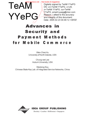 Advances in security and payment methods for mobile commerce