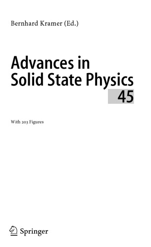 Advances in Solid State Physics
