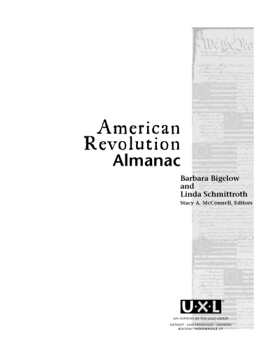 American Revolution Reference Library Vol 1 Almanac