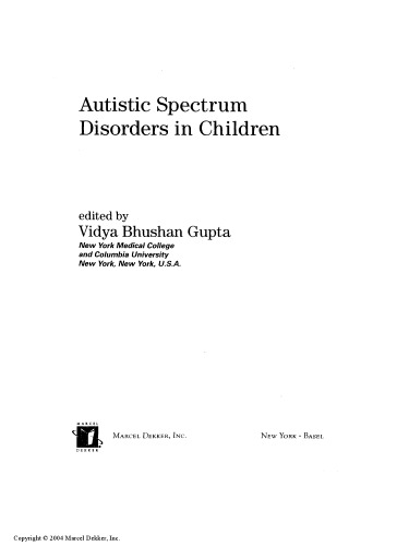 Autistic spectrum disorders in children