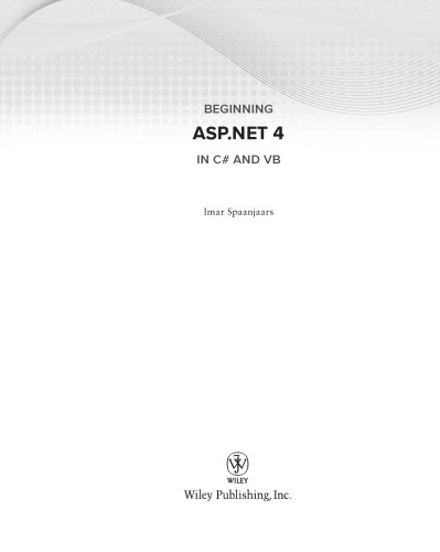 Beginning ASP.NET 4 in C# and VB