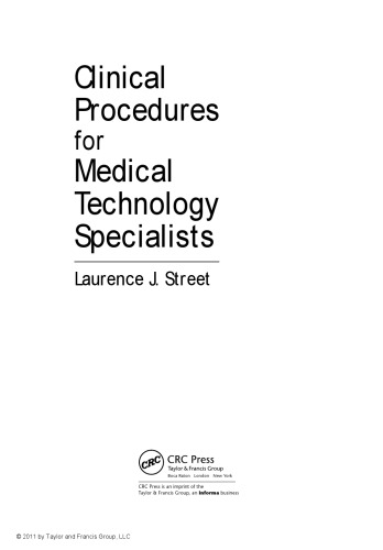 Clinical procedures for medical technology specialists
