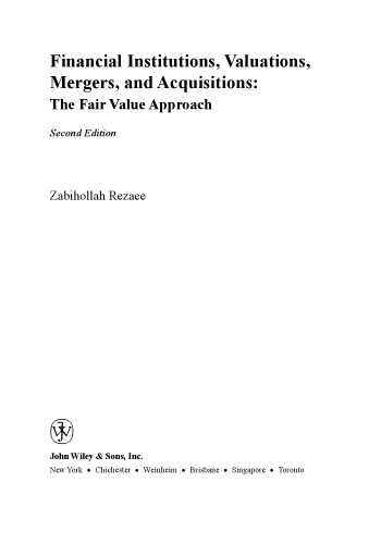 Financial institutions, valuations, mergers, and acquisitions : the fair value approach