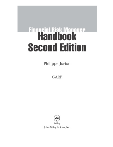 Financial risk manager handbook