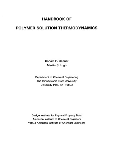 Handbook of polymer solution thermodynamics