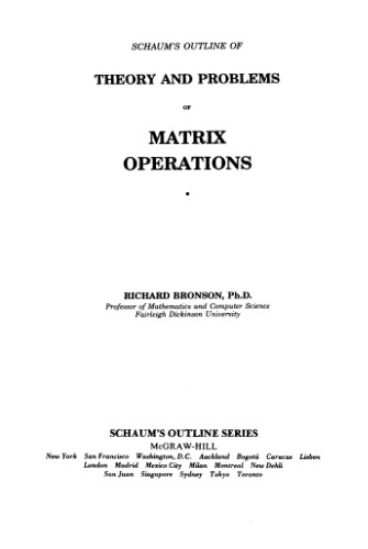 Schaum's Outline of Theory and Problems of Matrix Operations