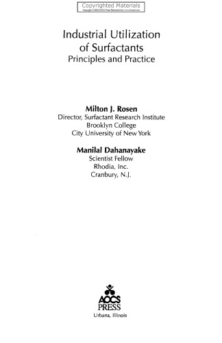 Industrial utilization of surfactants : principles and practice