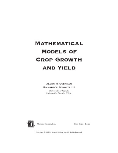 Mathematical models of crop growth and yield