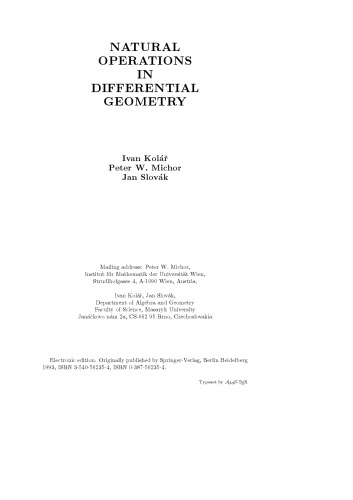 Natural operations in differential geometry