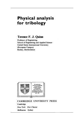 Physical analysis for tribology