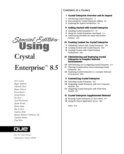 Special edition using Crystal Enterprise 8.5