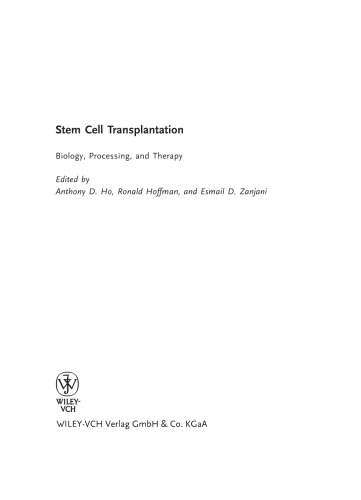 Stem cell transplantation : biology, processing, and therapy