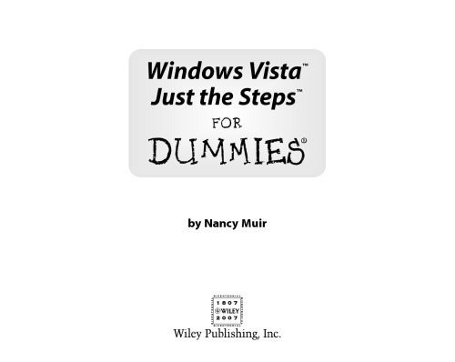 Windows Vista just the steps for dummies