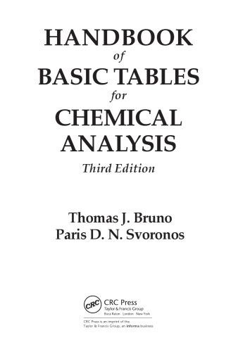 Handbook of Basic Tables for Chemical Analysis