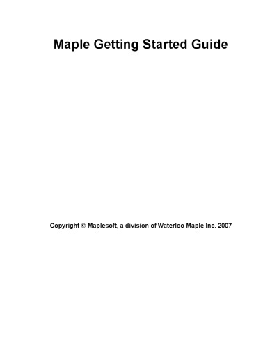 Maple 11 Getting Started Guide
