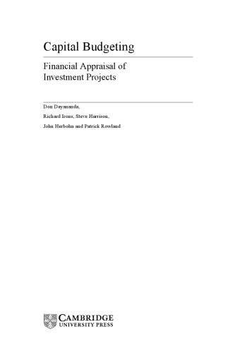 Capital Budgeting Financial Appraisal of Investment Projects