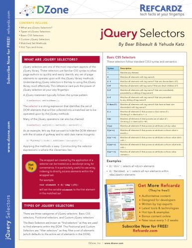 DZone Refcardz jQuery Selectors