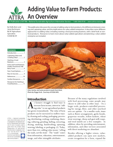 Adding value to farm products : an overview