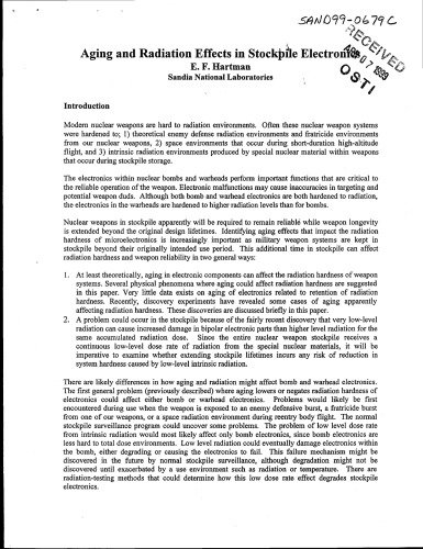 Aging and Radiation Effects in Stockpile Electronics