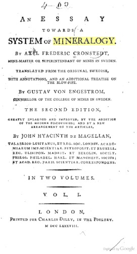 An essay towards a system of mineralogy