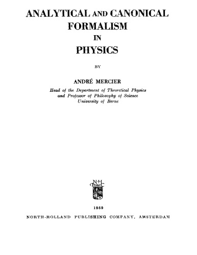 Analytical and canonical formalism in physics