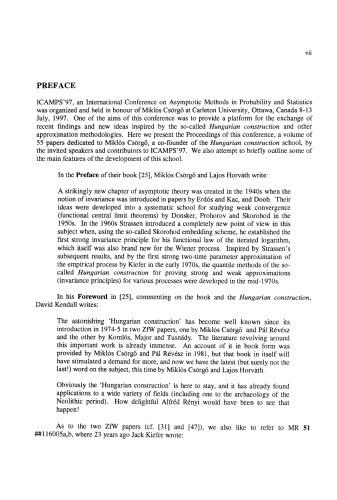 Asymptotic methods in probability and statistics : a volume in honor of Miklós Csörgö