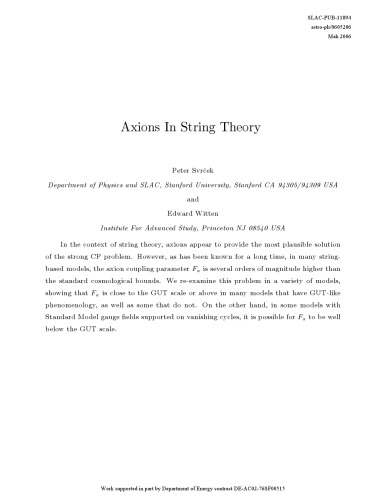 Axions in String Theory