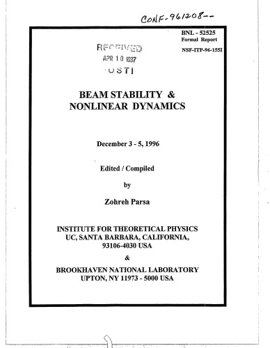 Beam stability and nonlinear dynamics : Santa Barbara, California, December 1996