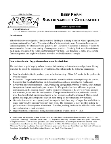 Beef farm sustainability checksheet