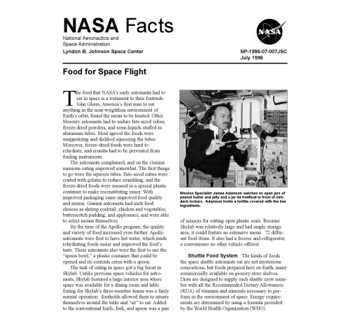 Food for space flight