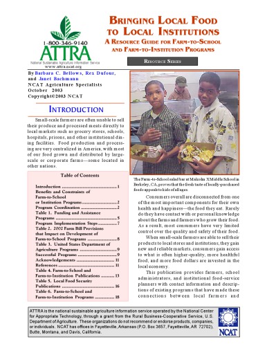 Bringing local food home : legal, regulatory and institutional barriers to local food