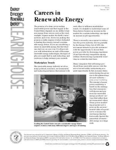 Careers in renewable energy : get a green energy job